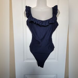 JCrew Navy Blue Ruffled One Piece Womens sz 10#2609